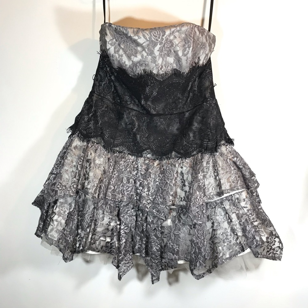 Cindy Black Gray Vintage Formal Mini Dress 2X